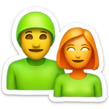 Orange Fluorescent woman and green Fluorescent man sticker