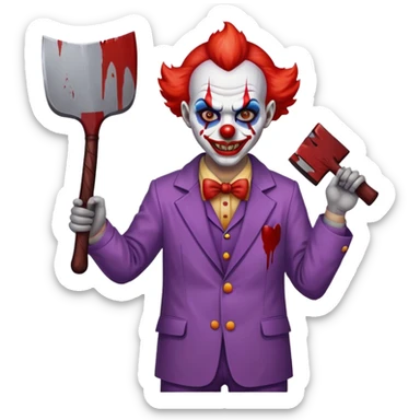 demonic clown wearing a leisure suit with accessories sticker