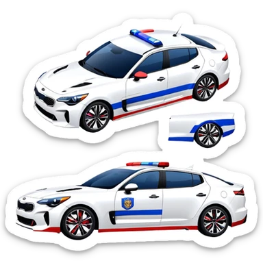 Police Car - Kia Stinger (Model Year: 2018) (Iconic Colour: White with blue and red markings) sticker