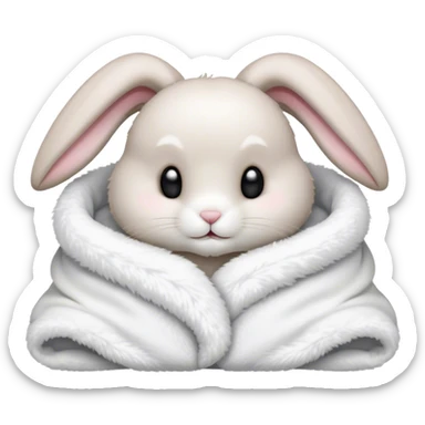 Cute floppy-eared rabbit cozy in blanket sticker
