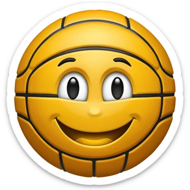 Crea un emoji de un autobús de una escuela con un aro de básquet en la parte de enfrente sticker