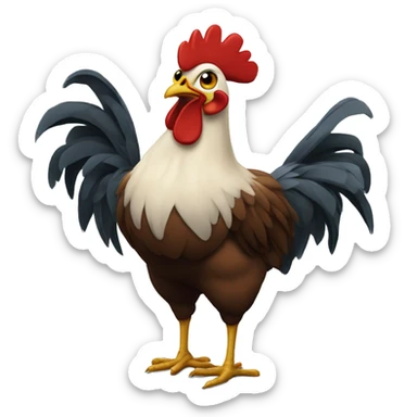 Pollo arriba de un cohete sticker