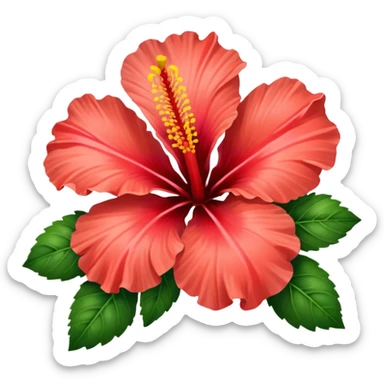 Realistic, detailed, 3D rending, Vibrant  Coral Hibiscus HIbiscus rosa-sinensis sticker