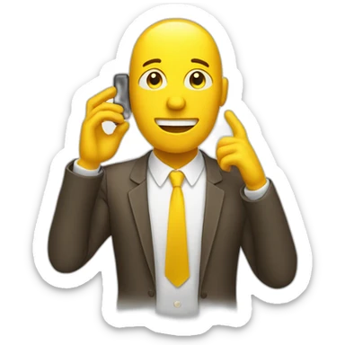 yellow man talking on smartphone sticker