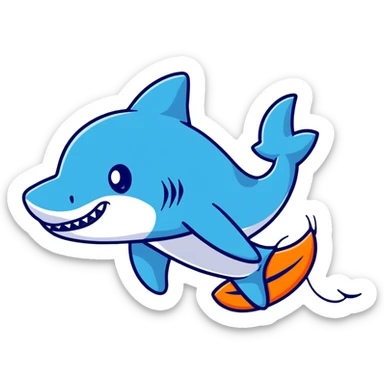 cool cartoon shark with blue Nike shoes sticker