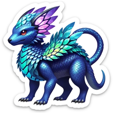  exotic tropical iridescent cyber-Protogen-Fakémon-Pokémon-Vernid-creature sticker