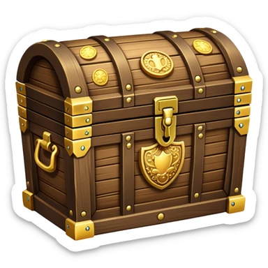 wooden treasure chest filled with gold coins and jewels sticker