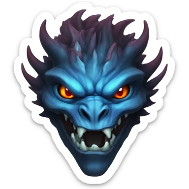 Dark black gray silver maroon fire zombie face dragon face photograph detailed blue flames in mouth blue glow sticker