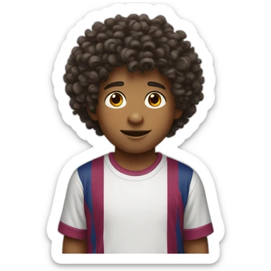 A boy wear Barcelona T-shirt and he has curly hair sticker