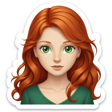 redhead with long hair and green eyes sticker