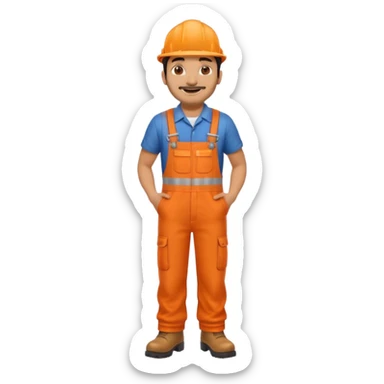 Indian male railway engineer orange overalls, boots  sticker