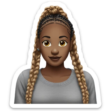 Black Woman with long ombré knotless box braids  sticker