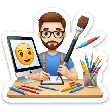 creative product designer with design tools sticker