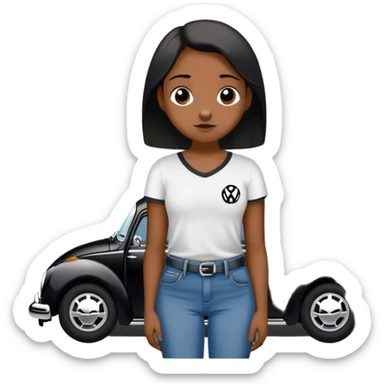 Faça um rato triste com uma camisa preta da Volkswagen usando uma calça jeans baggy e segurando um canivete  sticker