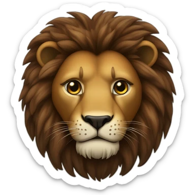 Lion crinière noire fourrure marron yeux verts   sticker