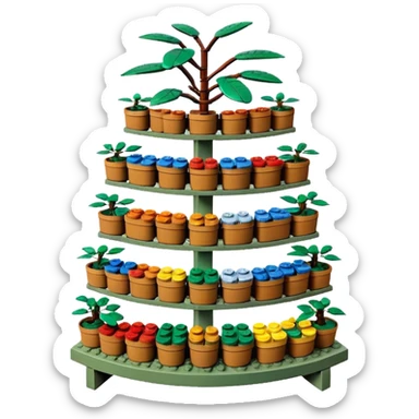 Large curved multi-tier Old Lego plant rack  sticker