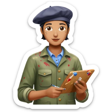 SPAM artist painting en plein aire in paris landscape  sticker