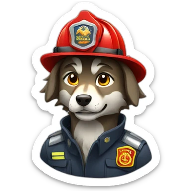 fire fighter wolf sticker