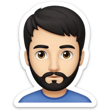 young fair skin Pakistani man with black beard wavy hair and squinted eyes and thick eyebrows sticker