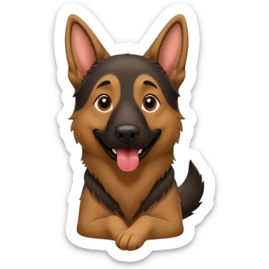 cartoon style dark German Shepherd dog with its tongue hanging out long sticker