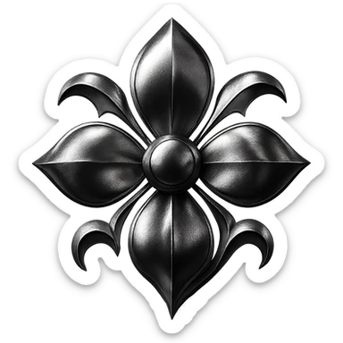 gothic flower, metallic shine, reflective, futuristic gothic details, black and magenta sticker