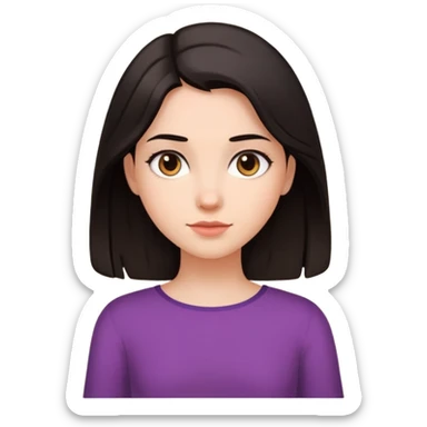 A girl mid length dark hair reaching her shoulders  sticker