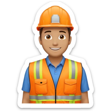 man in orange hi vis vest standing sticker