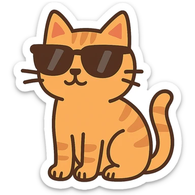flat toon style cat wearing sunglasses sticker
