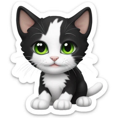 Tuxedo kitten with green eyes sticker