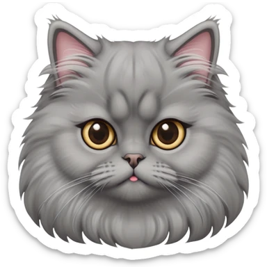 cinematic-adorable-big-eyed-fluffy-grey-persian-cat-portrait-emoji,-head-tilted-playfully-with-a-sweet-expression,-fluffy-grey-fur,-simplified-yet-irresistibly-cute-features-with-large,-expr sticker