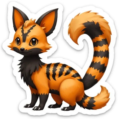 Rare exotic cute epic aesthetic Salandit-Eevee-Civet-species-Fakemon-hybrid-creature, with markings, full body sticker