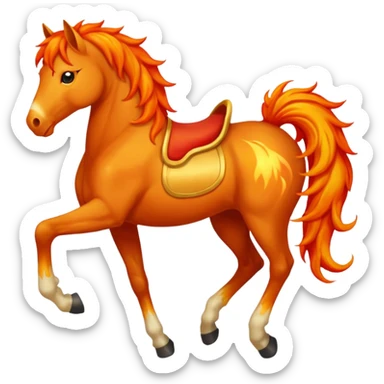 red fire horse with front leg upside  sticker