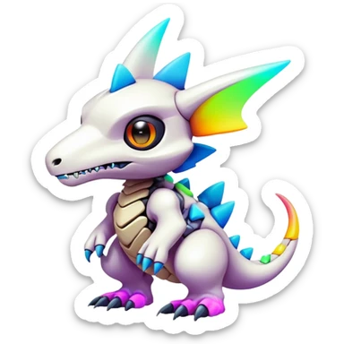  exotic colorful futuristic modern cyber-Cubone-Fakémon-Digimon-Trico-Vernid-creature sticker