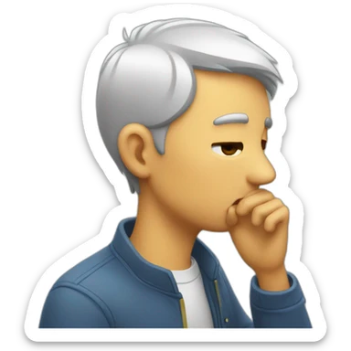 a man kisses and scratches his head sticker