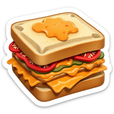 spicy sucuk sandwich object icon, toasted bread, sliced spicy sucuk inside, melted cheese, red chili peppers, steam coming out, 3D cartoon, mobile game icon style, centered, clean background, soft shadow, no text, no watermark
 sticker