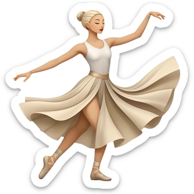 humanless Icon for Contemporary Dance: dynamic motion, comfortable attire with abstract shapes and movement lines in the background. The icon should represent the expressive and creative nature of contemporary dance. Transparent background. sticker