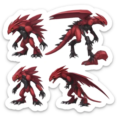  Cool Edgy Punk Black Red Digimon-Fakemon-Raptor-Genesect-Reptile full body sticker