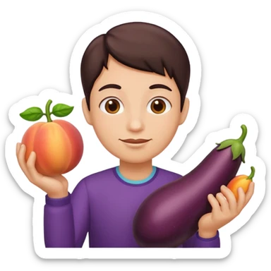 Weird emoji with her eggplant and peaches sticker