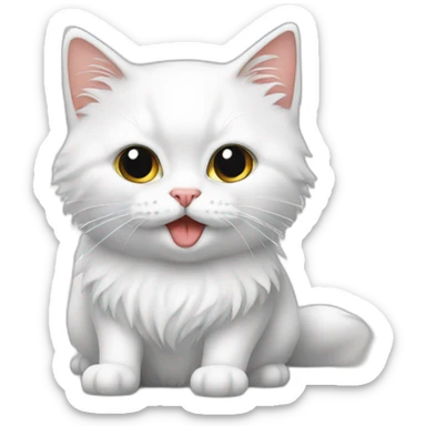 chat blanc à poil long sticker