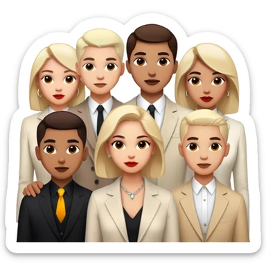 Cinematic Realistic BTS Portrait Emoji, depicted as a dynamic energetic portrayal of the global K-pop group with stylish modern attire and vibrant expressions, rendered with rich textures and bold contemporary lighting that captures their youthful charisma. sticker