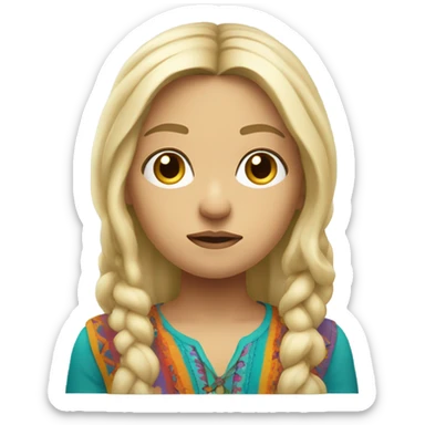 cute blonde hippie giving someone a very dirty look with disgust sticker