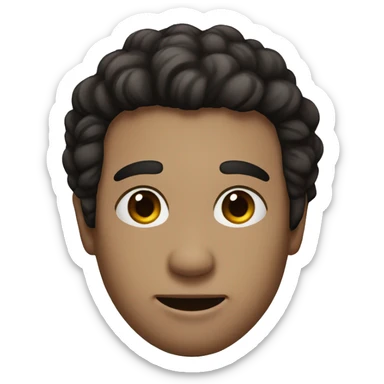 emoji of a guy with dark eyes but not black, dark hair blown not slick and not afro, a black dot on his cheek sticker