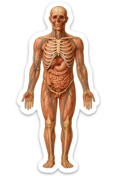 corpo umano anatomico con schiena piatta sticker