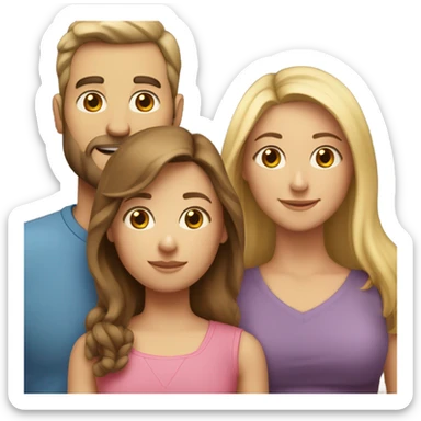 Puerto rican beard short brown hair  husband with blond long hair wife and brown long hair daughter Family  sticker