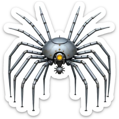 Eight Legged mechanical walking machine made of steel sticker