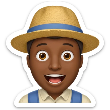 homme créole réunionnais  étonné  bouche ouverte avec chapeau sticker