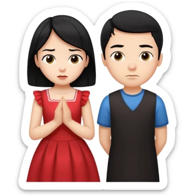 girl black hair ignore boy sticker