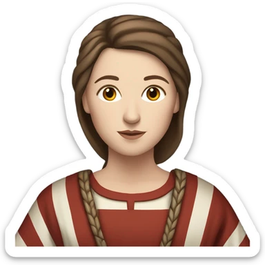 White woman with brown hair 11th century, with vertical red striped tunic sticker
