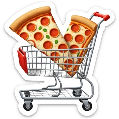 carrello della spesa con pizza oppure vuoto sticker