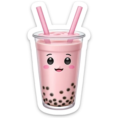 Pastel Pink Boba Tea sticker